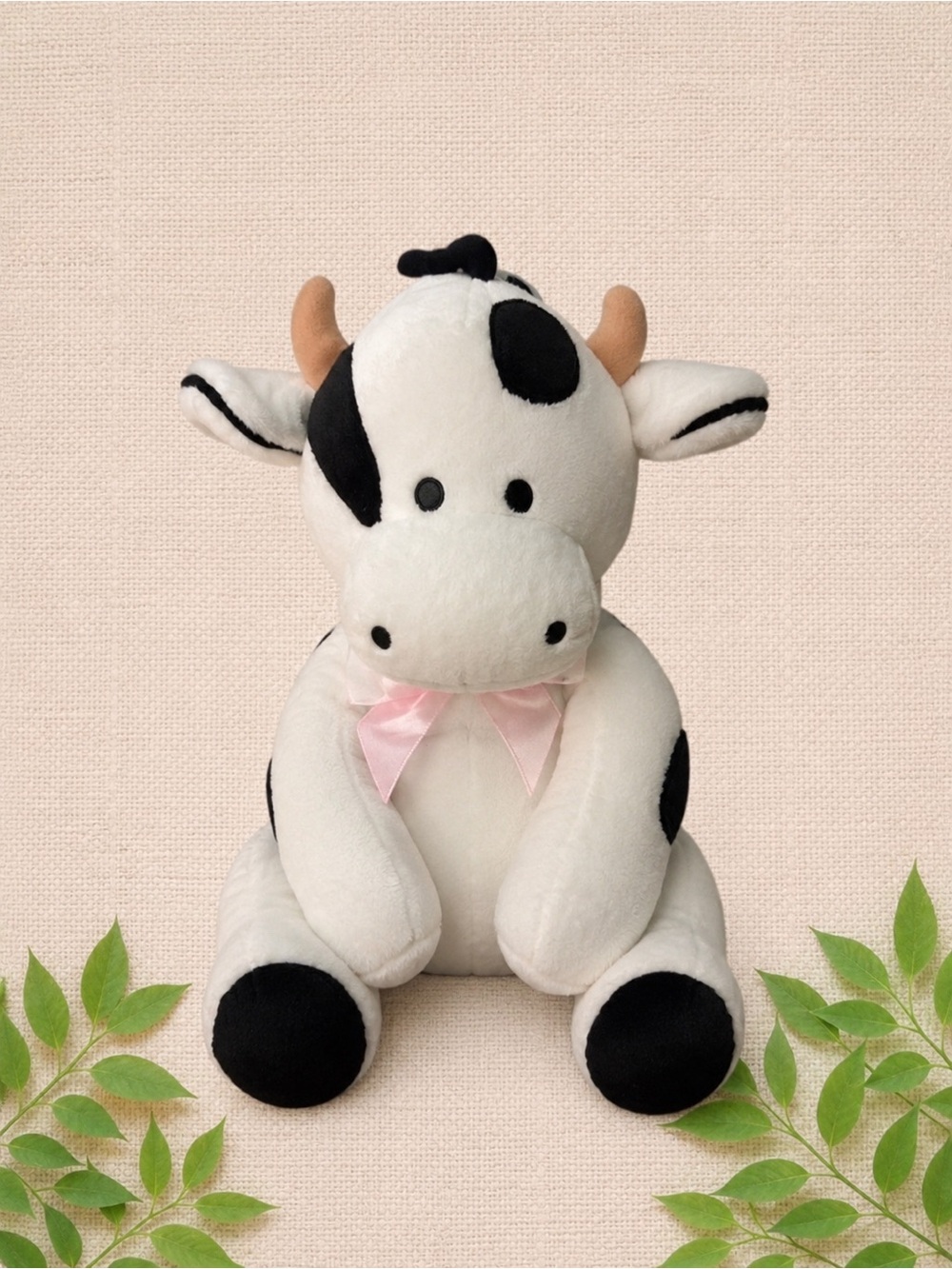 Ty Beanie Baby Cow Plush – Vintage Collectible with Pink Bow
